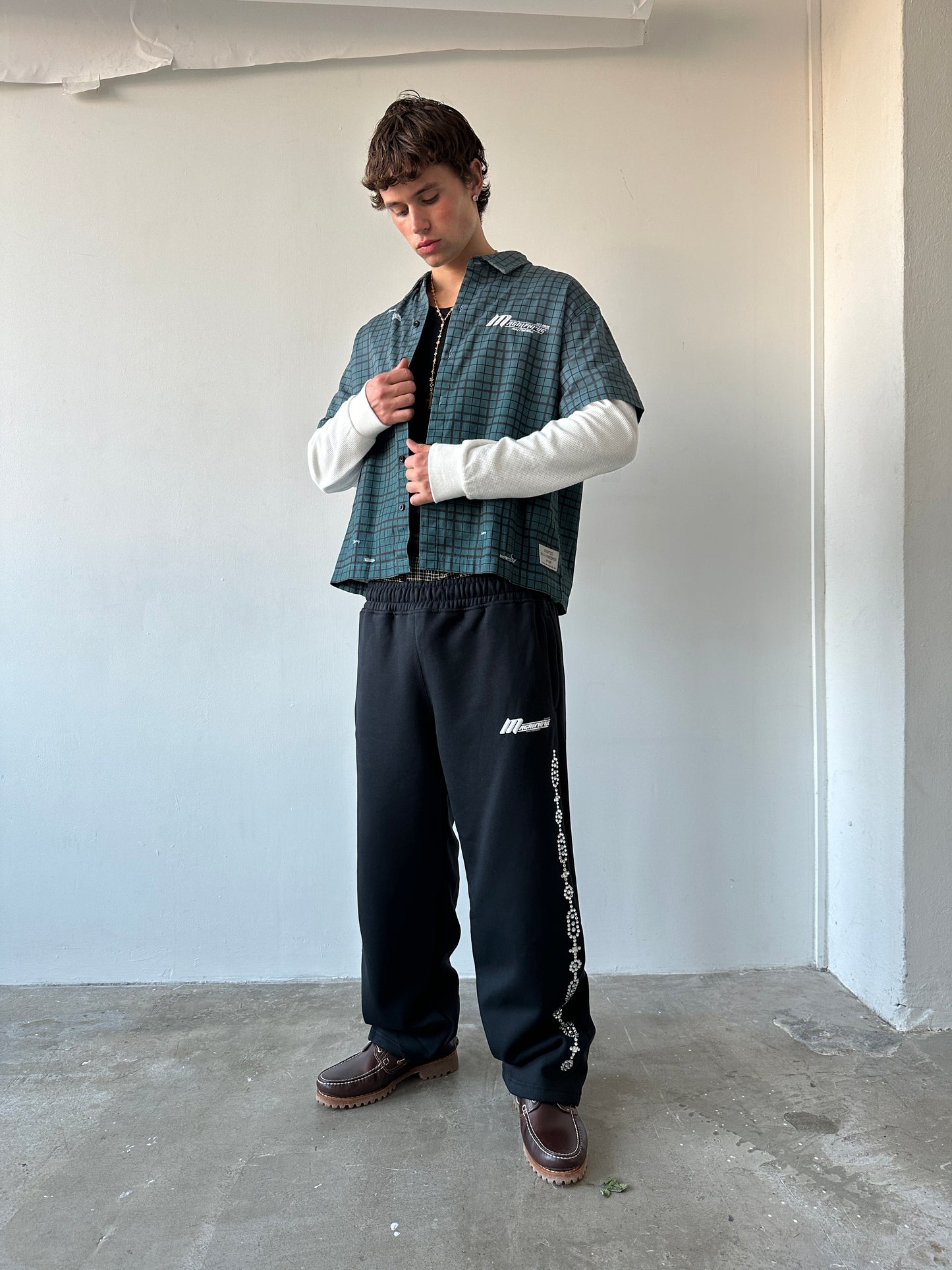 Distressed Waffle Long-Sleeve