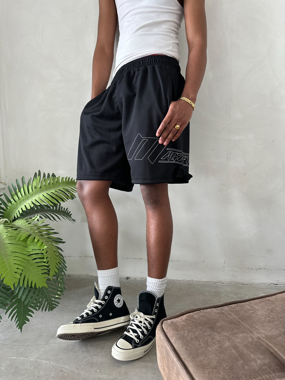 BLACK MESH SHORTS