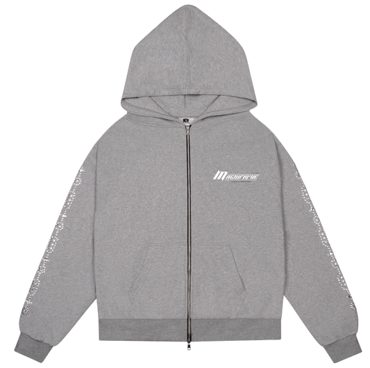 LIGHTWEIGHT GREY CRYSTAL ZIPUP