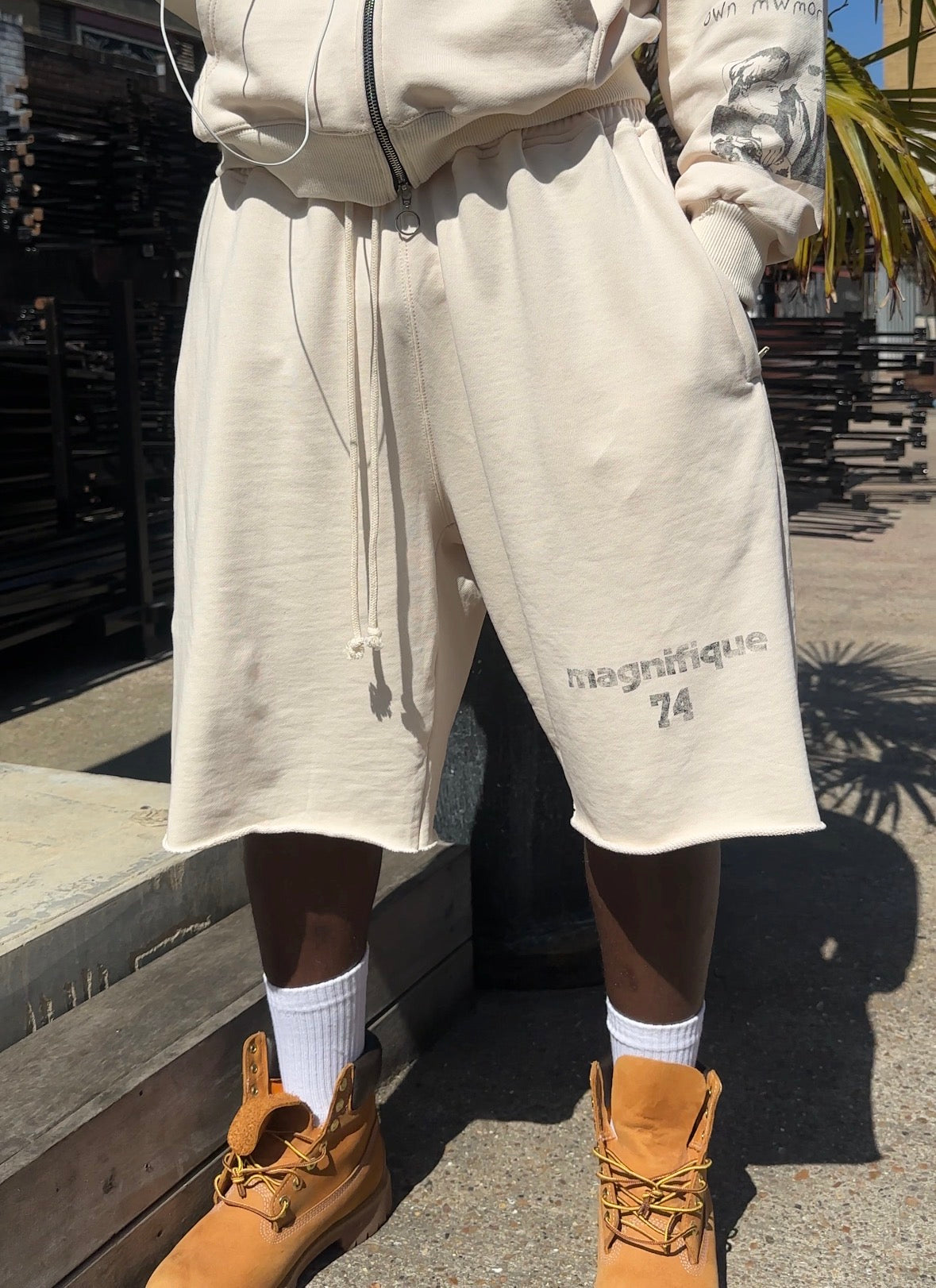 Cream Baggy Shorts