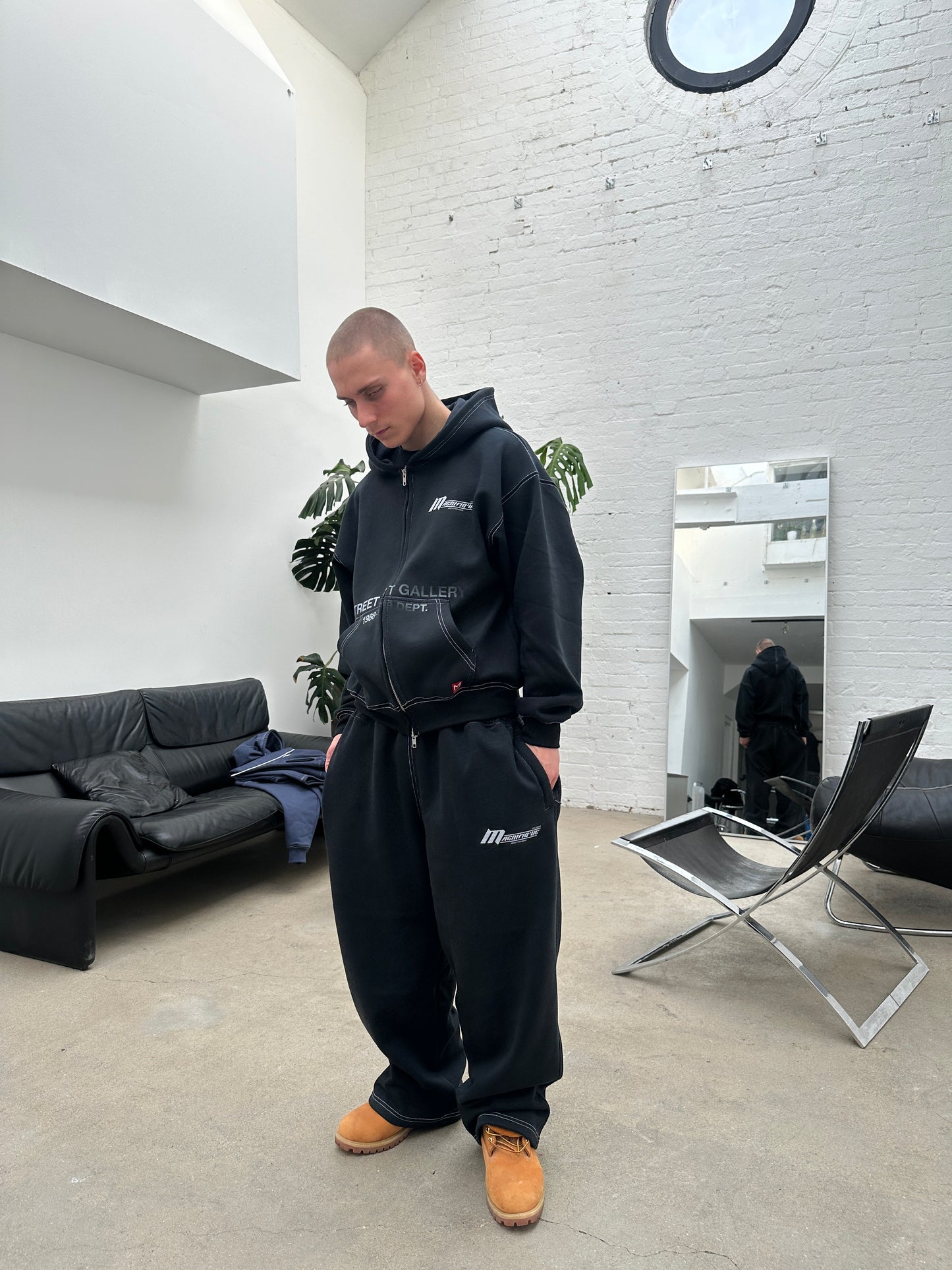 Black Contrast Zip up