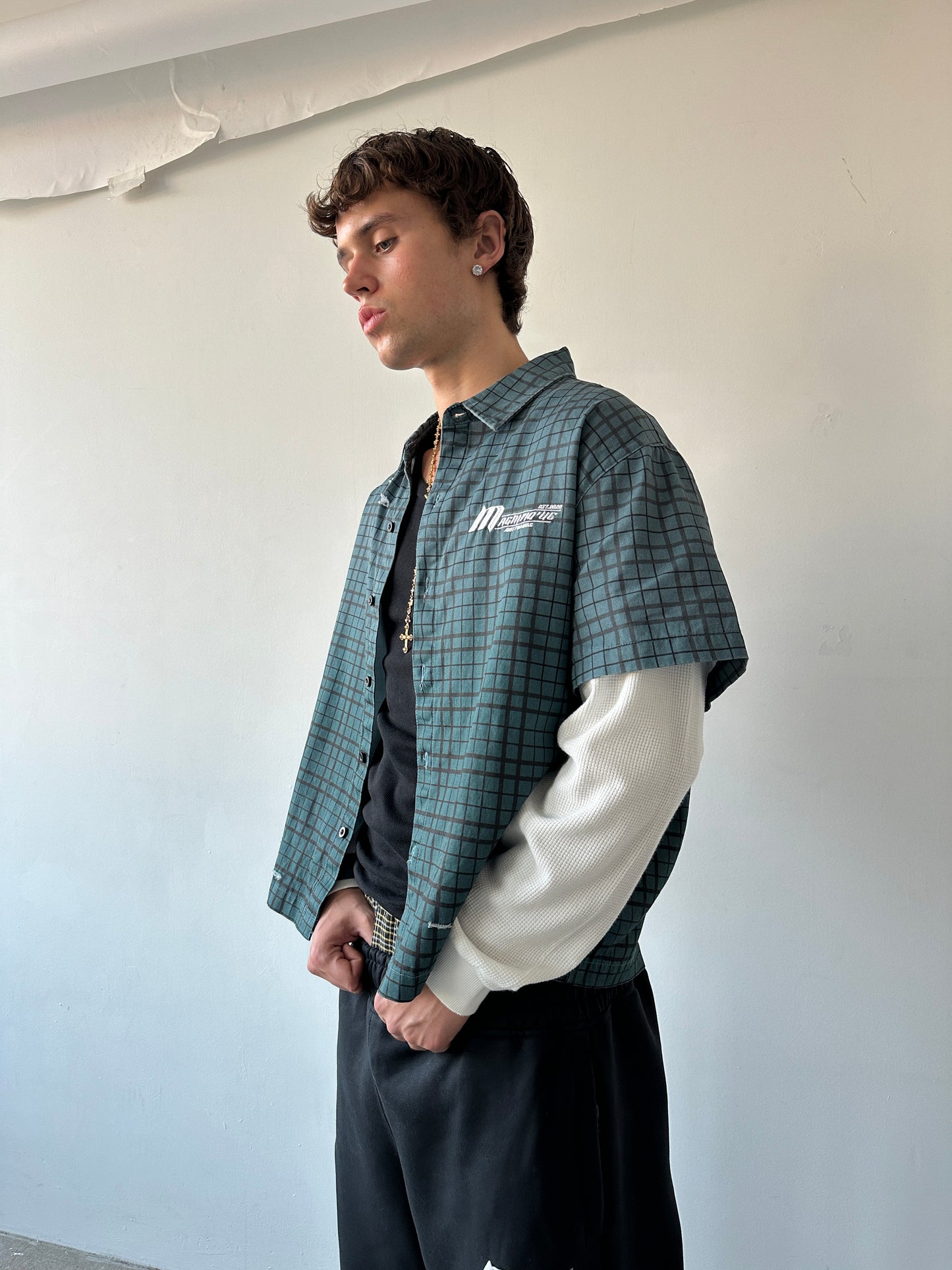 Distressed Waffle Long-Sleeve