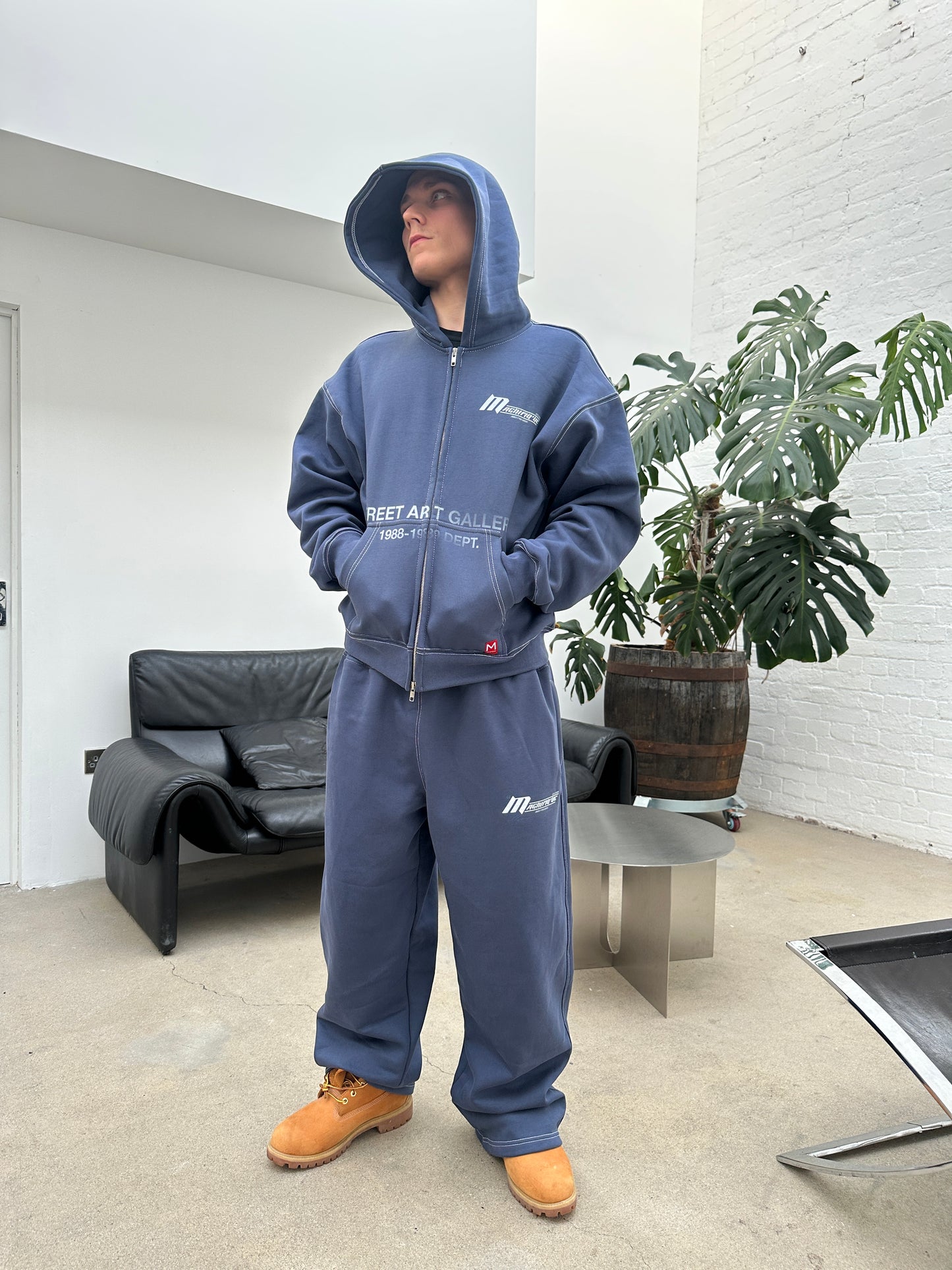 Navy Contrast Zip up
