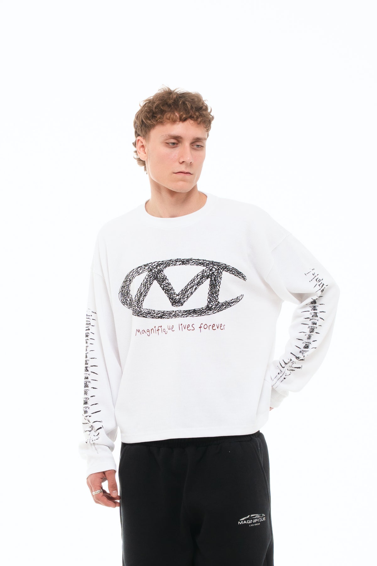 White Spine Waffle Long Sleeve