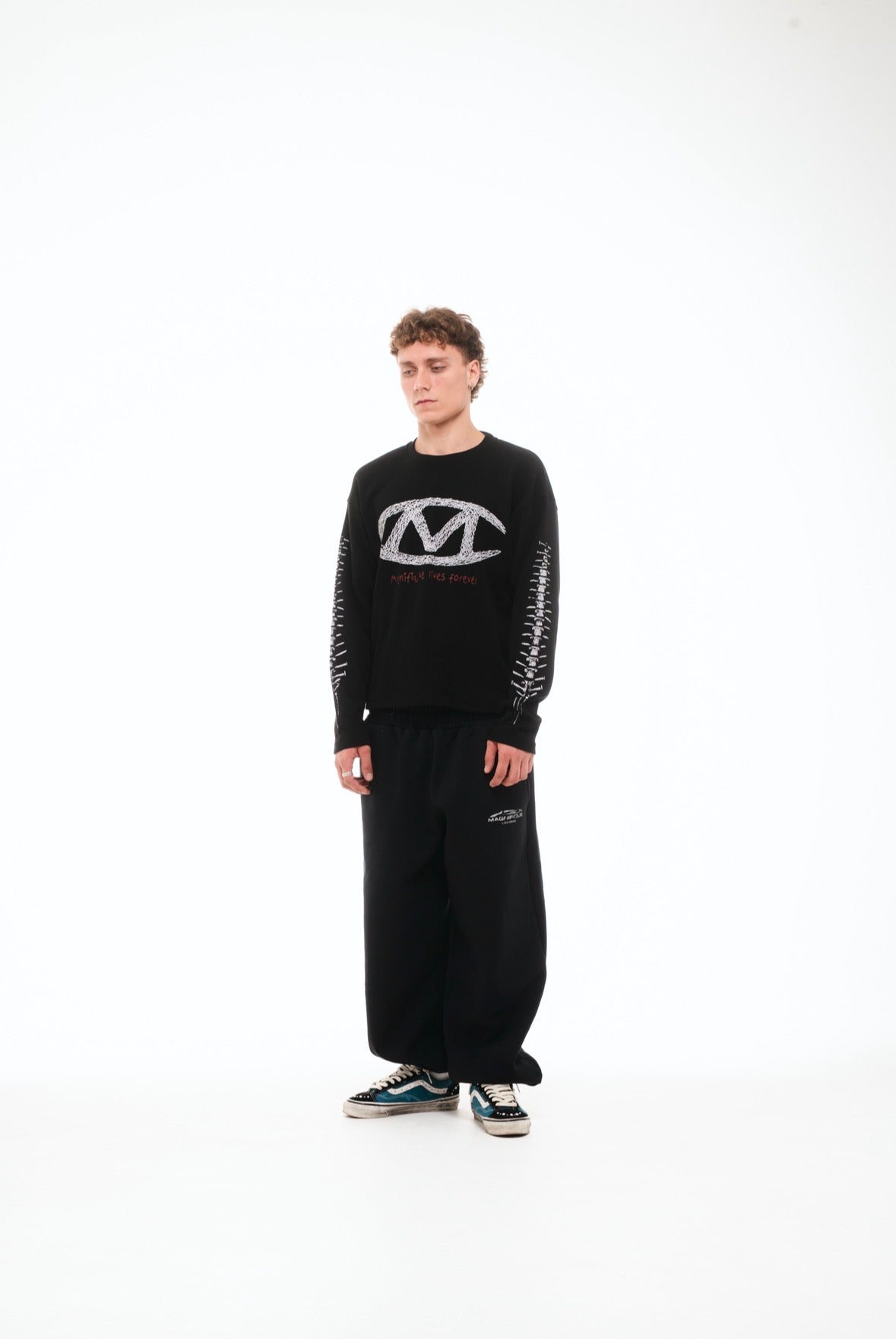 Black Spine Waffle Long Sleeve