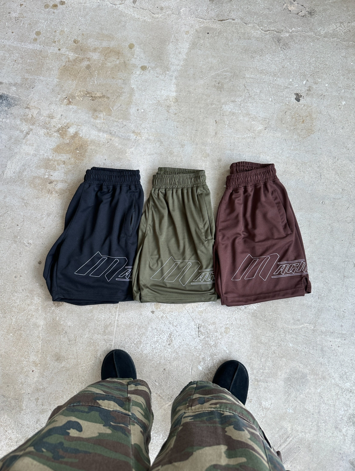 BROWN MESH SHORTS