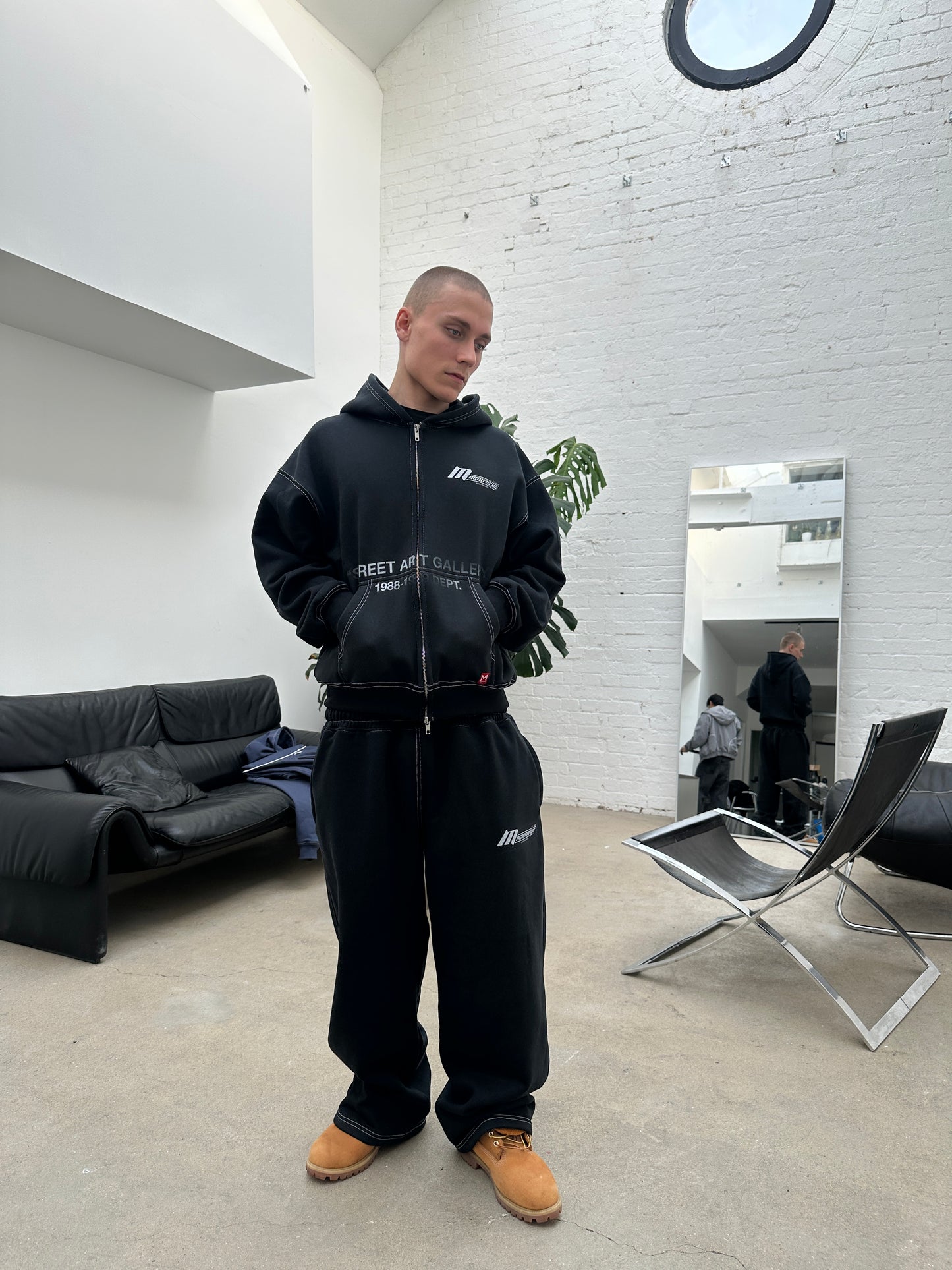 Black Contrast Zip up