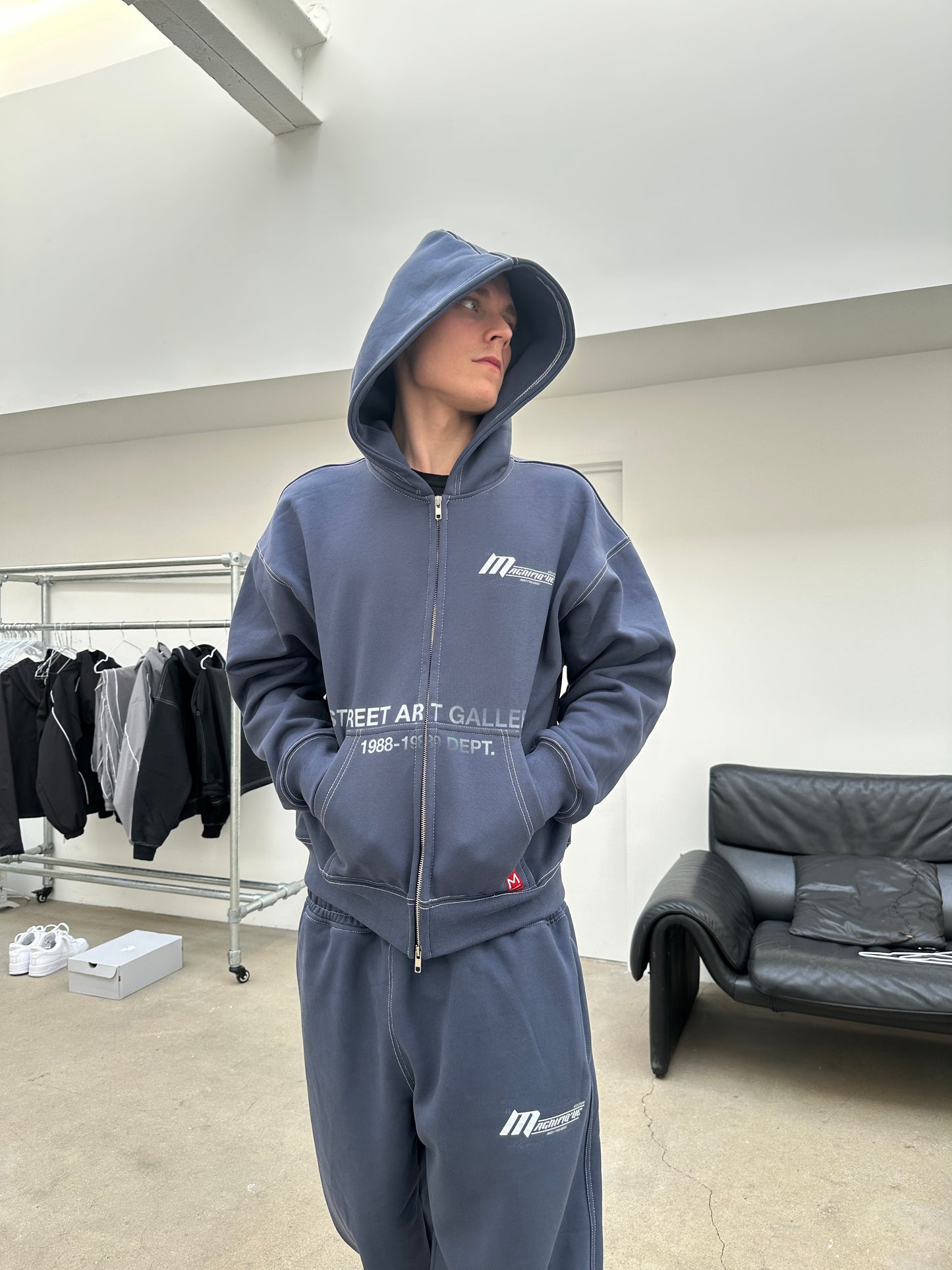 Navy Contrast Zip up