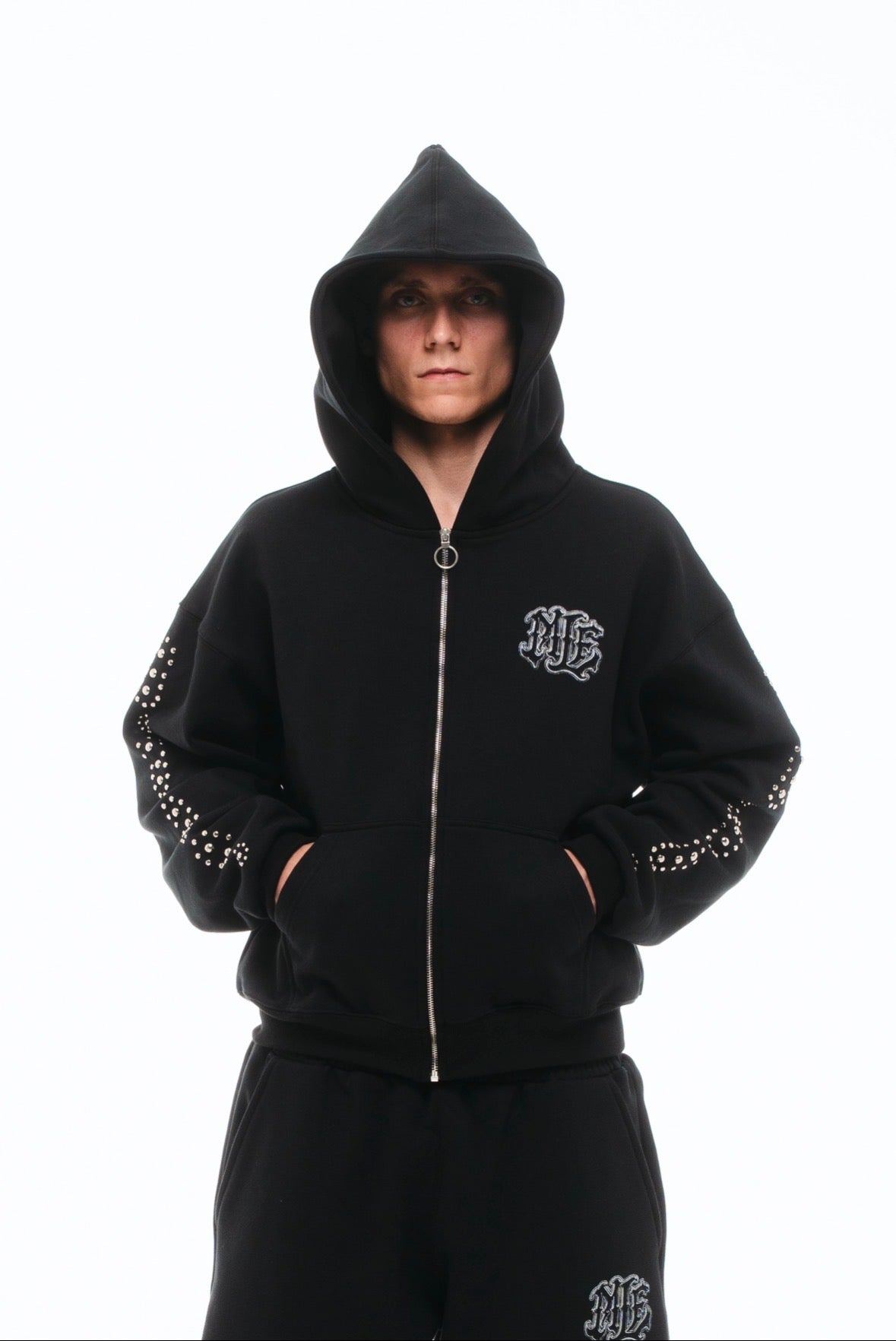 Chrome Studded Zip Up