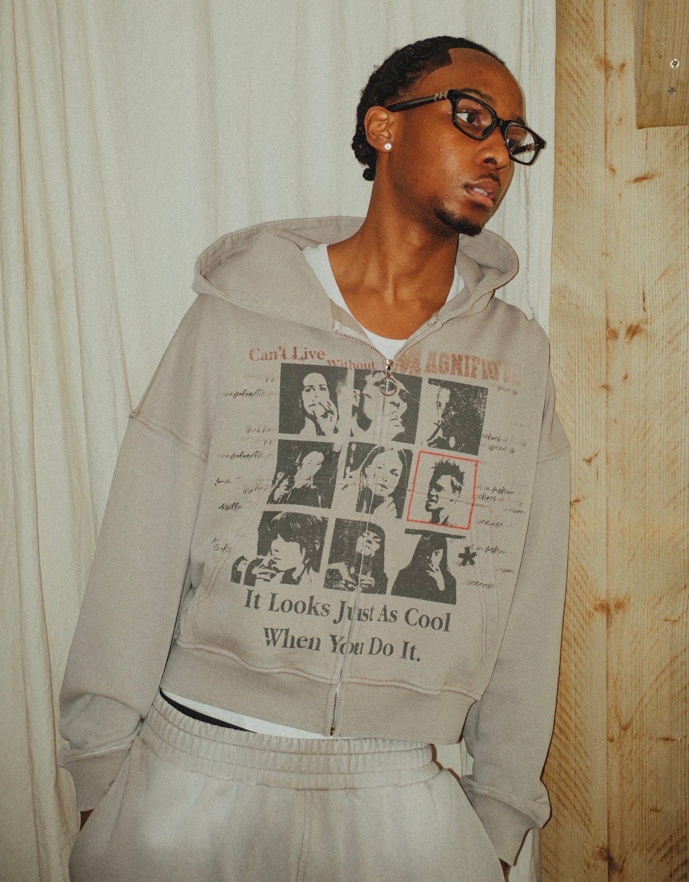 Vintage Washed Grey Zip up