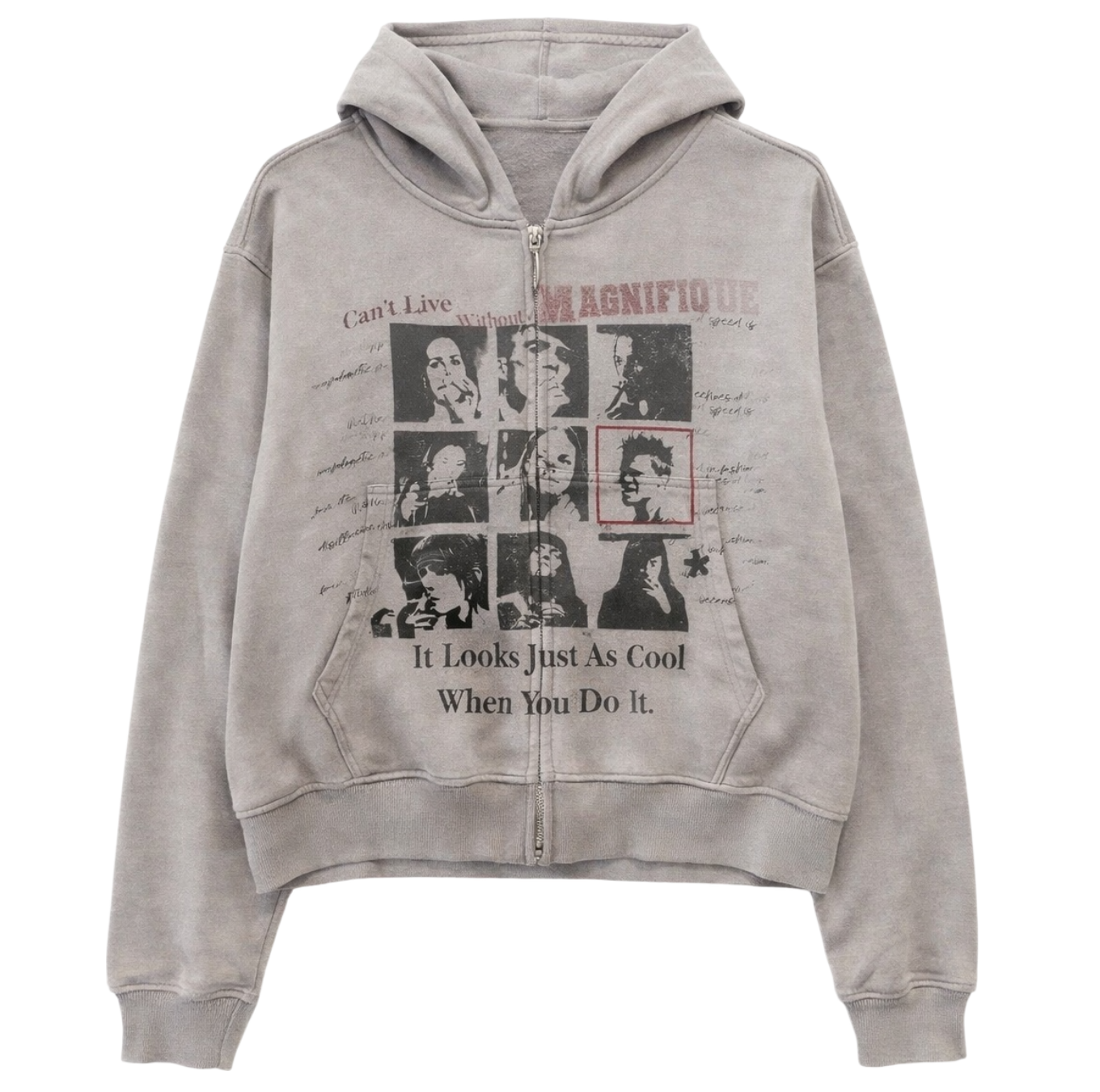 Vintage Washed Grey Zip up