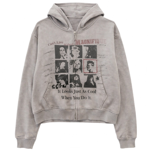 Vintage Washed Grey Zip up
