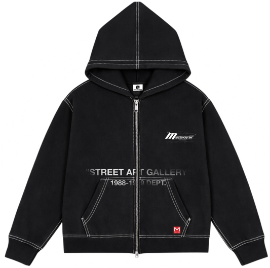Black Contrast Zip up