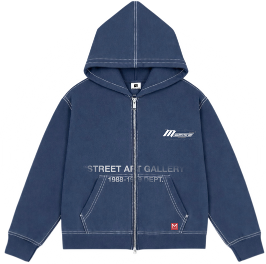 Navy Contrast Zip up