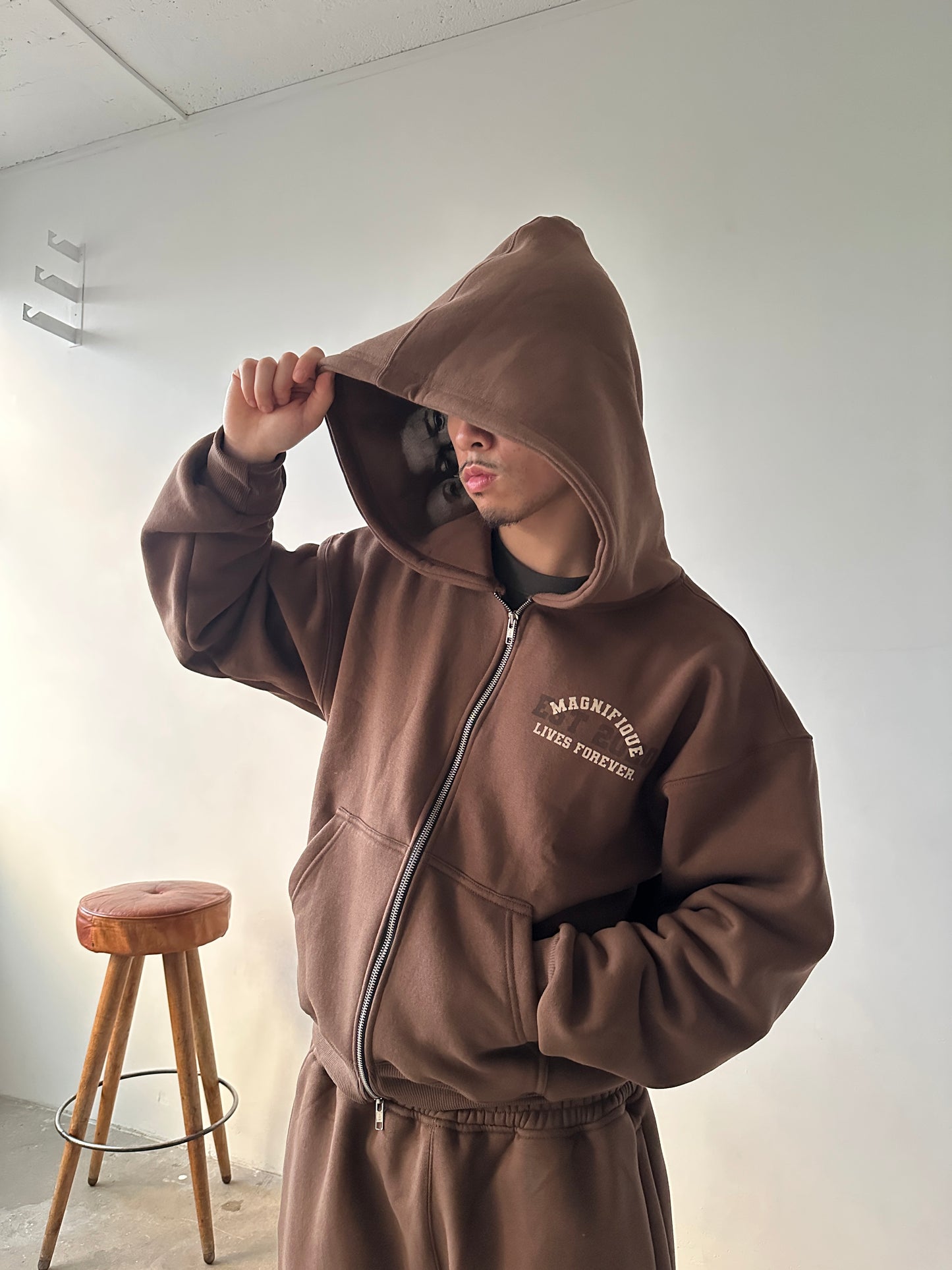 Mocha Brown Zip Up