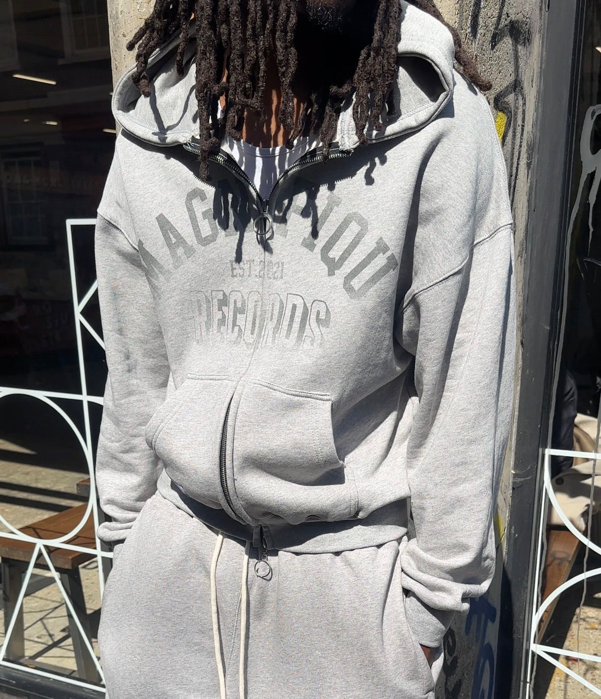 Records Grey Zip Up