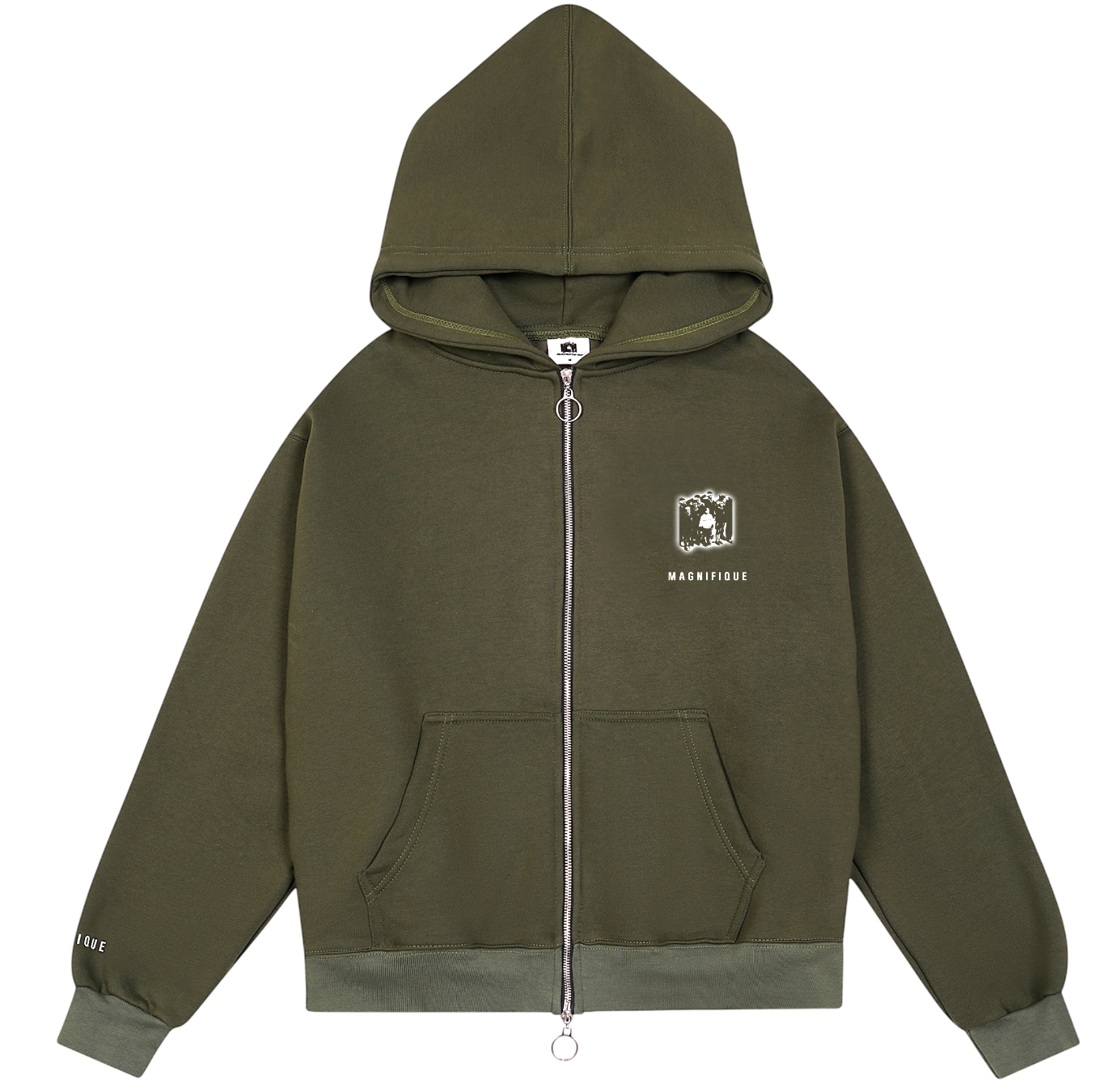 OLIVE SIGNATURE ZIP UP