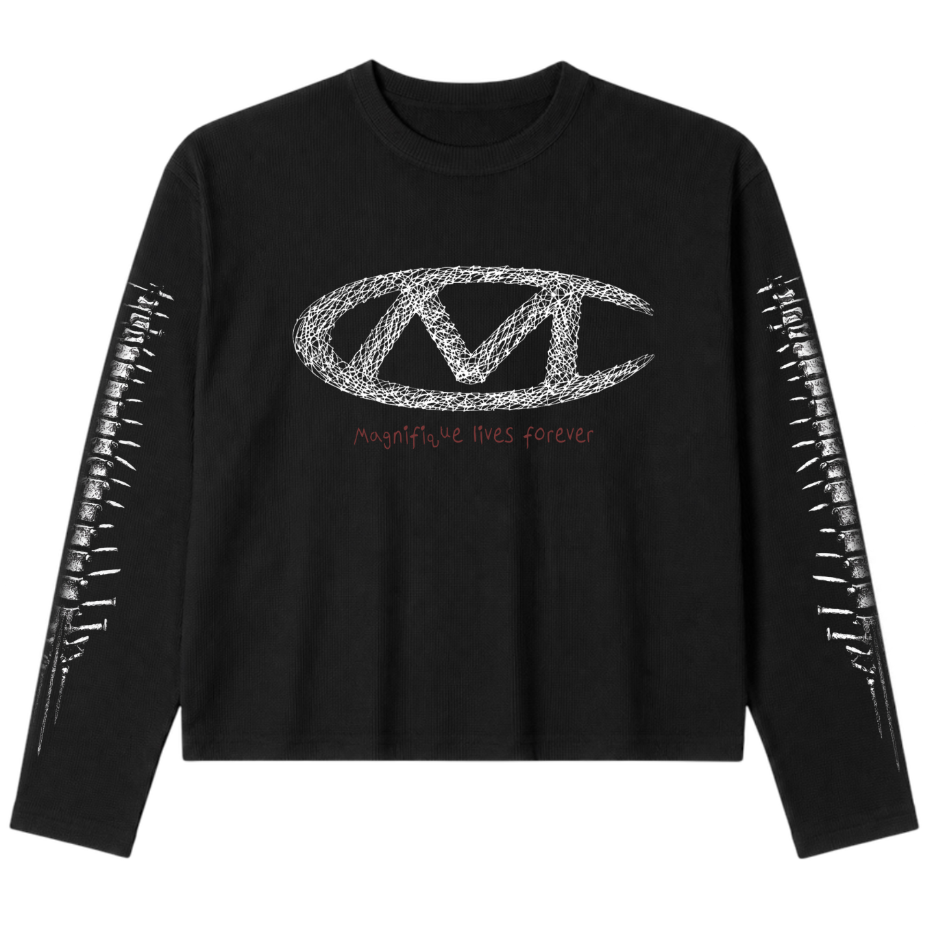 Black Spine Waffle Long Sleeve