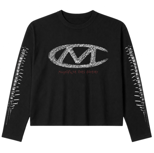 Black Spine Waffle Long Sleeve